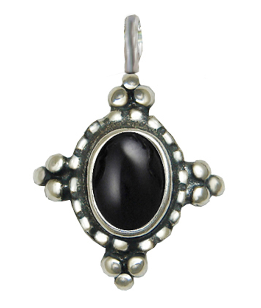 Sterling Silver Little Black Onyx Pendant Necklace